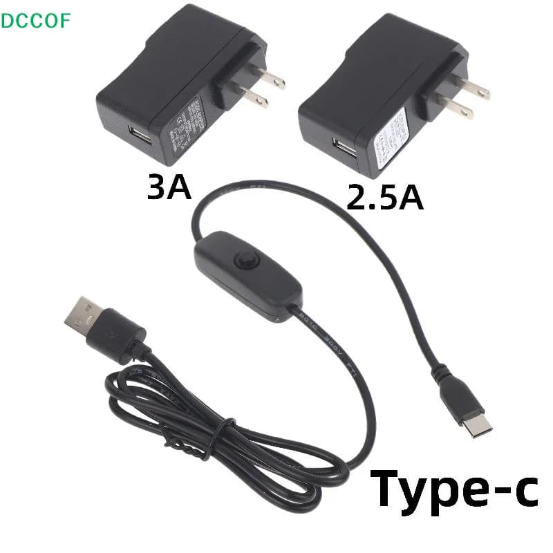 USB C extension cable from 1/2/3 pieces for Raspberry Pi 3 4, male USB to Type C adapter with On/Off power switch for phone and laptop