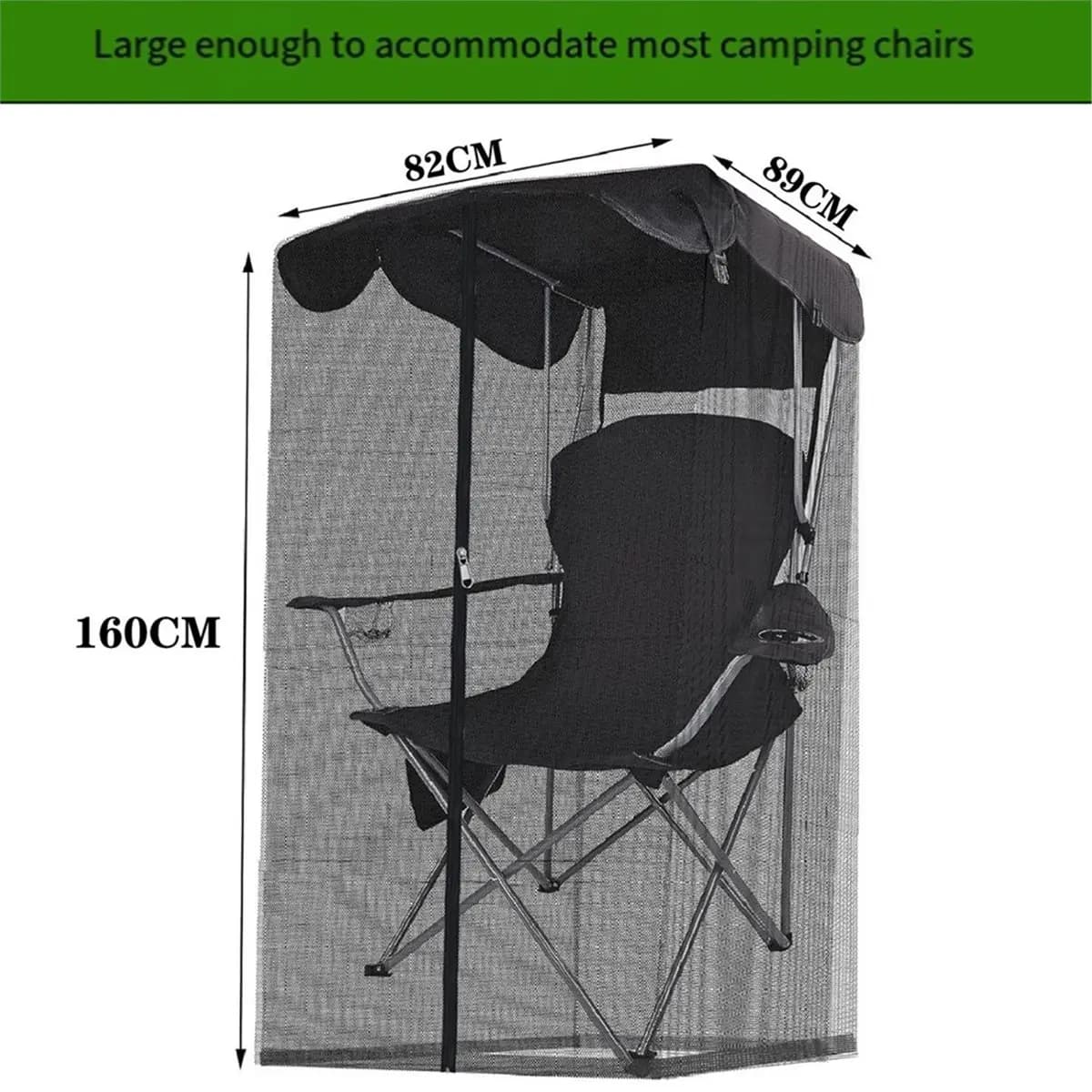 ABPF 63" H Mosquito Net for Outdoor Fishing Canopy Chair, Mosquito Netting with Zipper Opening Waterproof Roof for Camping
