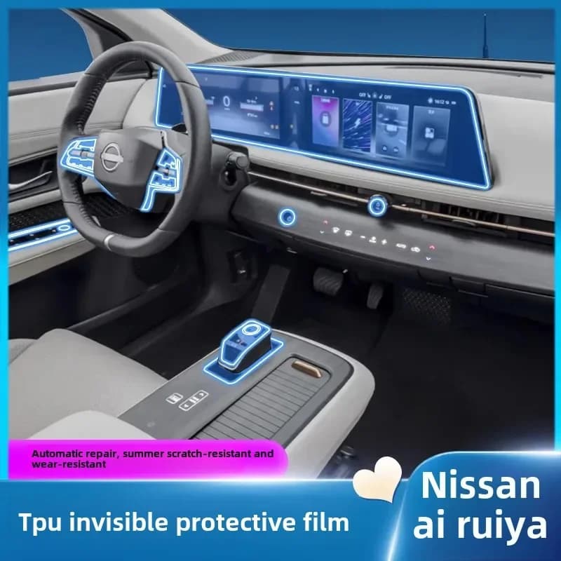 Pellicola Trasparente in TPU per Nissan ARIYA 23-24, Adesivo per Interni Auto, Protezione per Schermo Cruscotto e Console Centrale, Accessori