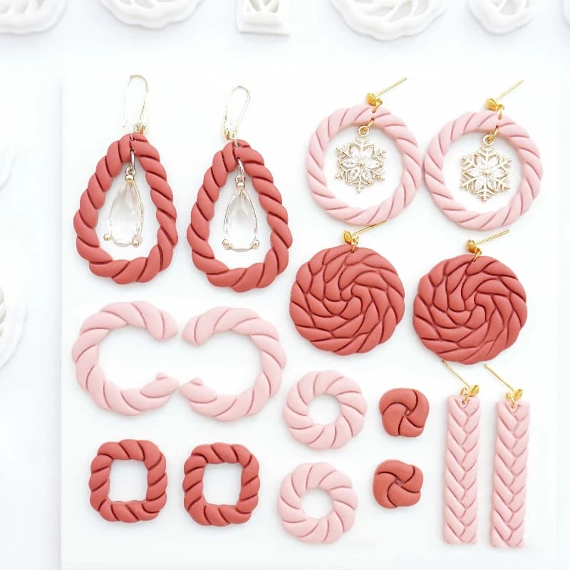 Twist Rope Braid Simulation Warp Shaped Polymer Clay Cutters Long Strip Oval for DIY Earrings Jewelry Pendant Cutting Die Molds