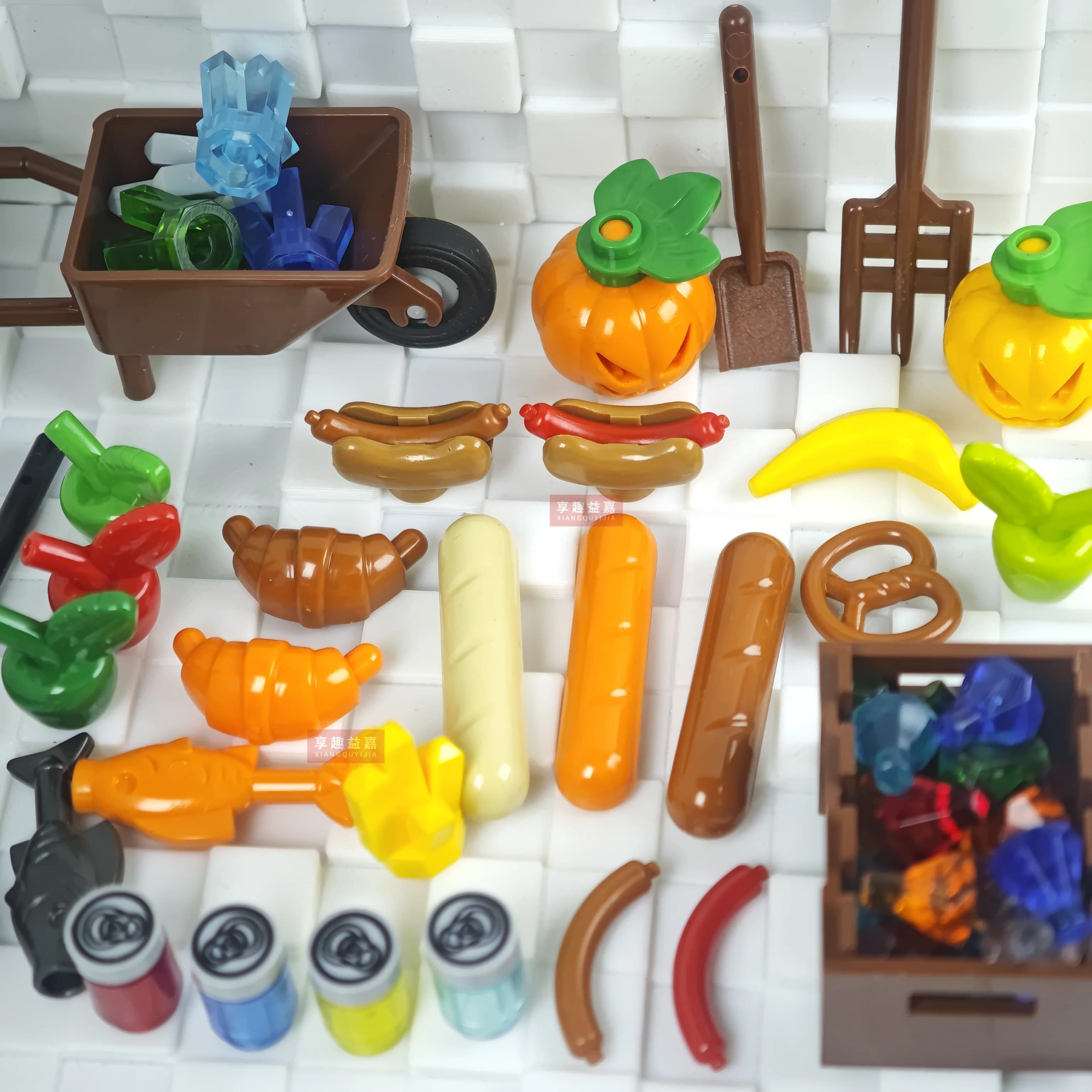 MOC City Food Building Blocks Mini accessori Apple Fish Hot Dog Gelato Pollo Pizza Figure Kit di mattoni Giocattolo compatibile