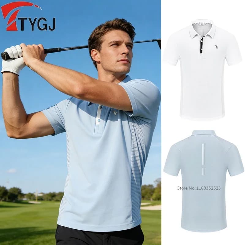 TTYGJ Polo a Maniche Corte da Uomo, Magliette Casual Sportive Traspiranti ad Asciugatura Rapida, T-Shirt da Golf Estive per il Tempo Libero