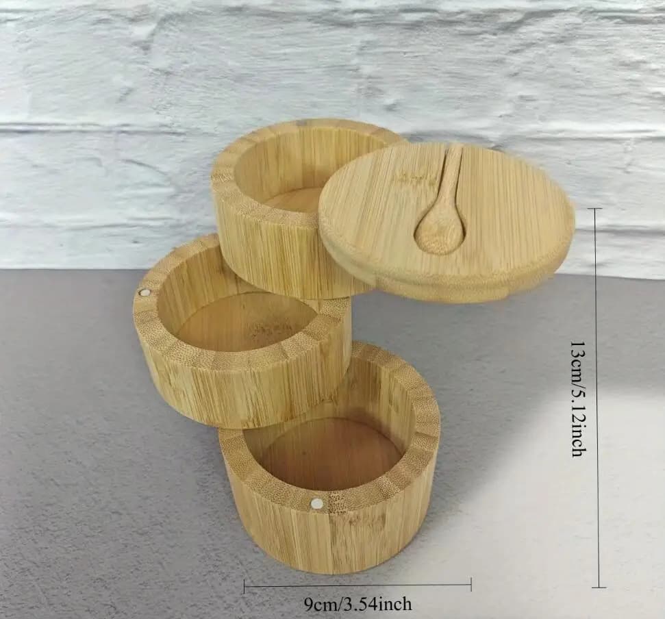 Barattoli per condimenti per sale Barattolo di pepe Scatola per condimenti in bambù Ciotola Set di pentole per contenitori per zucchero in legno Funzione del coperchio Multi ciotole