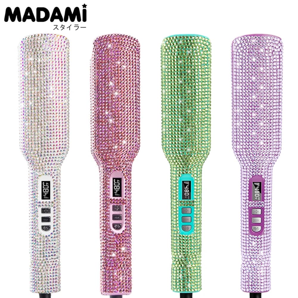 Iron with Rhinestones for Titanium Iron Perm LCD Display 2 Inch Floating Hair Plate With Large Plate