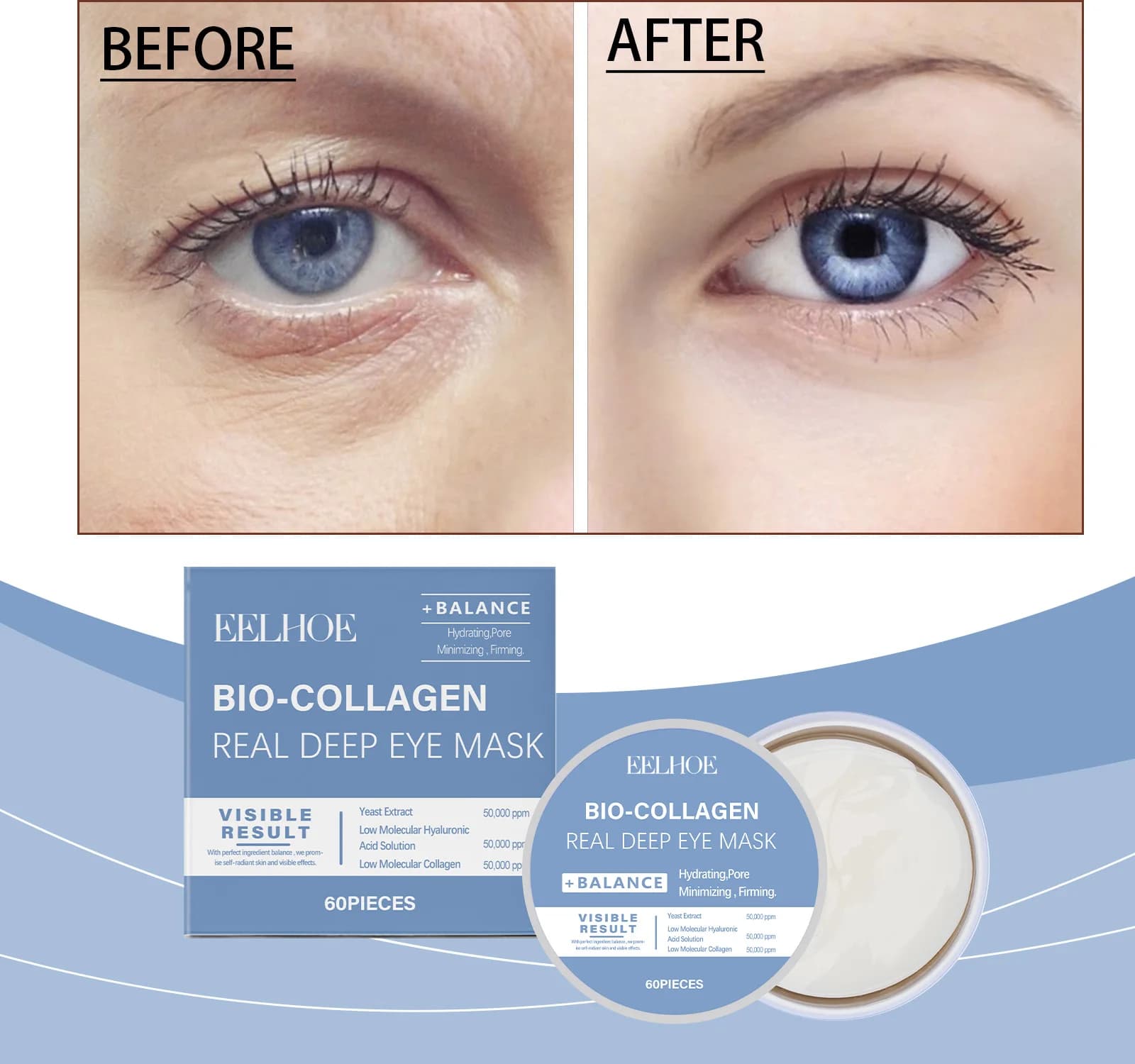 EELHOE Collagene Eye Mold Pelle periocolare Idratante Idratante Patch idratante Pelle