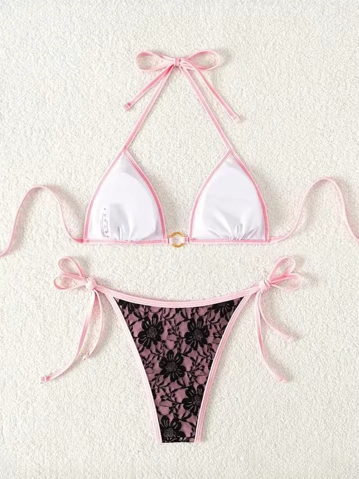 Vzvn Sexy Lace Lace Up Bikini Women Split Swimsuit Beach Brazil Bikini 2026 New All Season Backless Vacation Bikinis 2 Piece Set