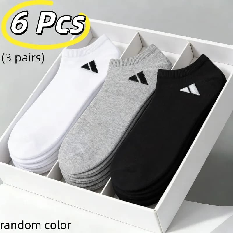 3 Pairs Black Athletic Socks with Logo Stripe Design Moisture Wicking Comfortable Fit for Daily Sports and Outdoor Activities