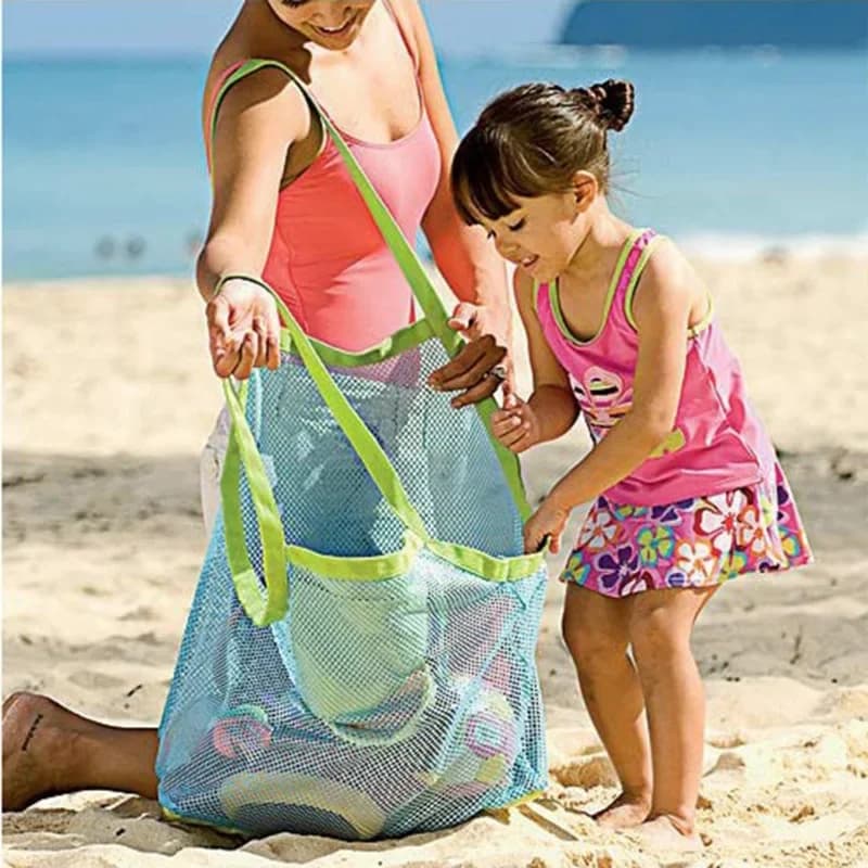 10 pezzi di giocattoli per bambini da spiaggia all'aperto, grande borsa a rete per stoccaggio rapido, borsa, zaino, strumenti, articoli vari, attrezzatura per piscina