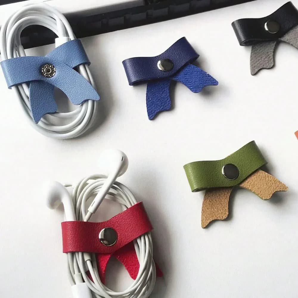 3/6/8PCS Cord Organizer, Leather Cable Management, Cable Straps, Earphone Winder, Storage Straps for Electronics