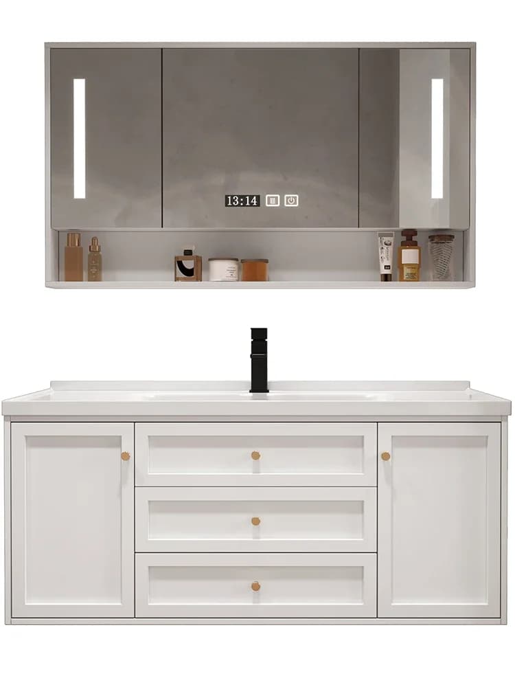 z Nuovo design per bagno in PVC con vernice ambientale, armadio sospeso a parete su misura, con specchio e lavabo in ceramica