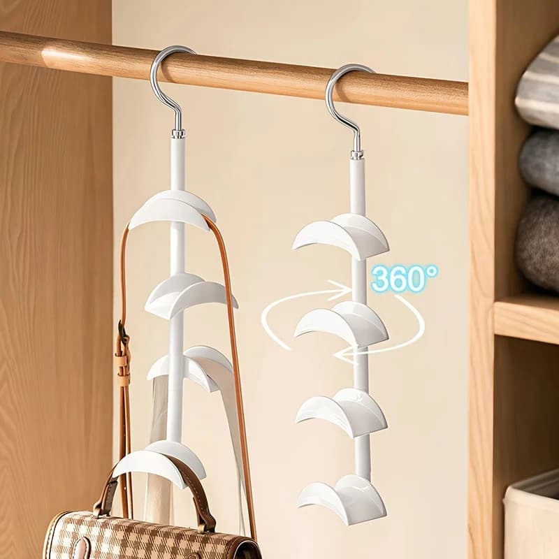 1PC Rotatable Porous Hanger Storage Rack Household Dormitory Clothes Brace Organizer Multi-Storey Balcony Hanger Storage Rack