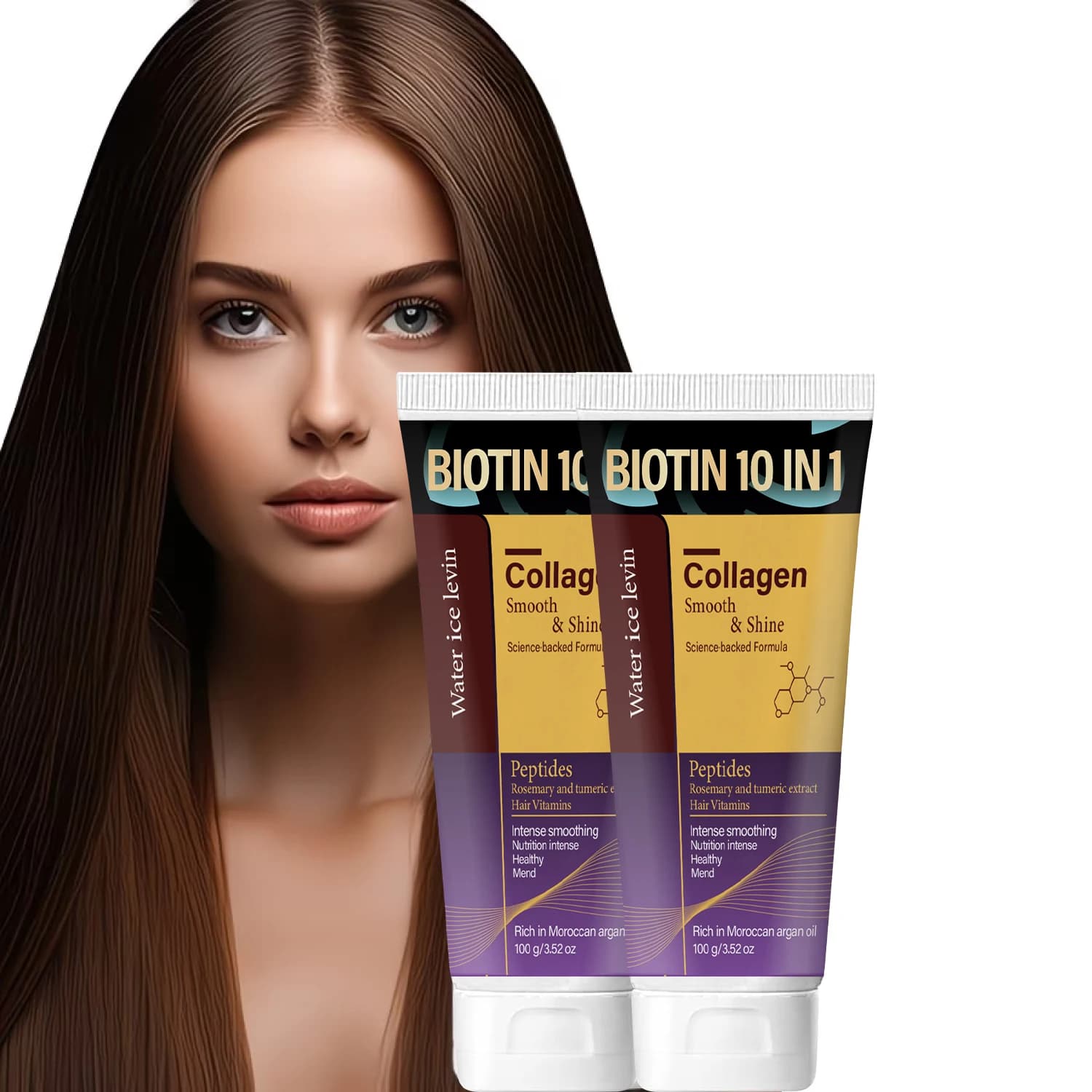 Maschera per Capelli alla Biotina e Collagene con Cheratina e Olio di Argan, Trattamento Riparatore Intenso per Capelli Secchi e Danneggiati 100g