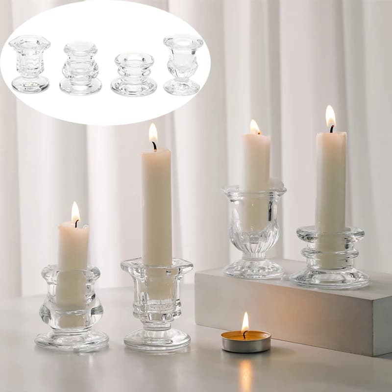 Nordic Decor Glass Candle Holder Romantic Candlestick Novelty Candle Stand Desk Accessories Wedding Centerpieces Ornaments Gifts