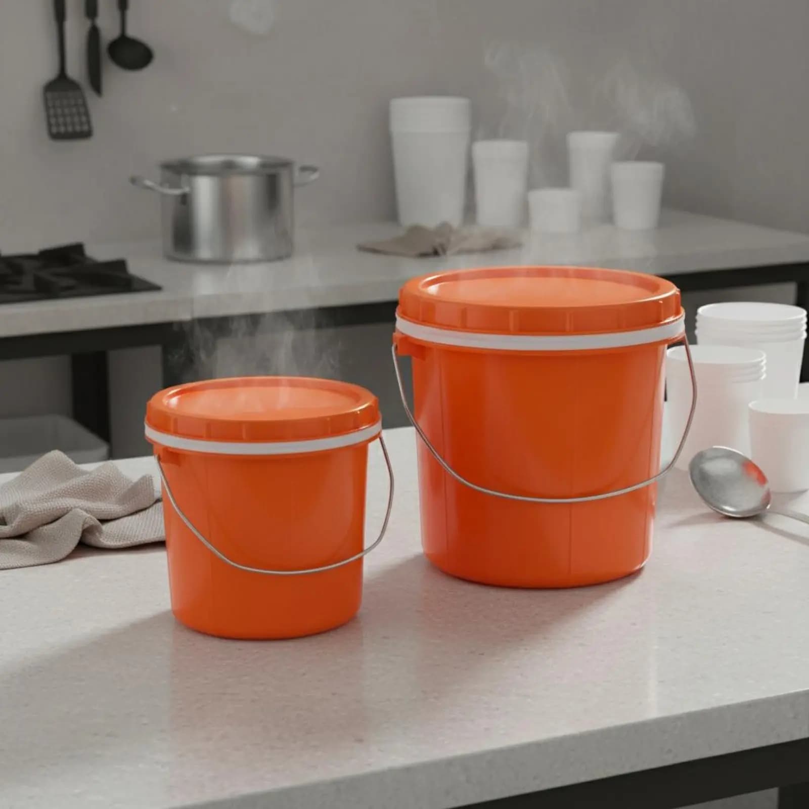Thermal Container Light Portable for Transportation Hot Food, Refrigerator for Drinks, Ergonomic Handles, Professional Container for Soups