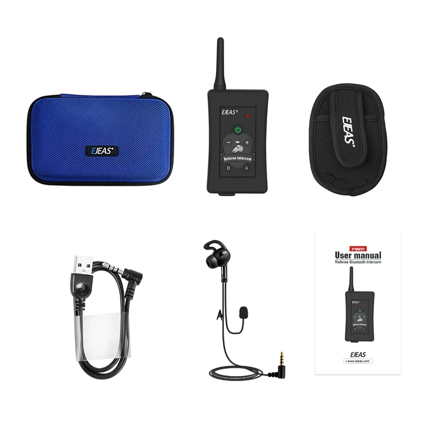 EJEAS FBIM Sistema di comunicazione Bluetooth per calcio Citofono a 2 vie full duplex a 4 rafi per arbitro di calcio