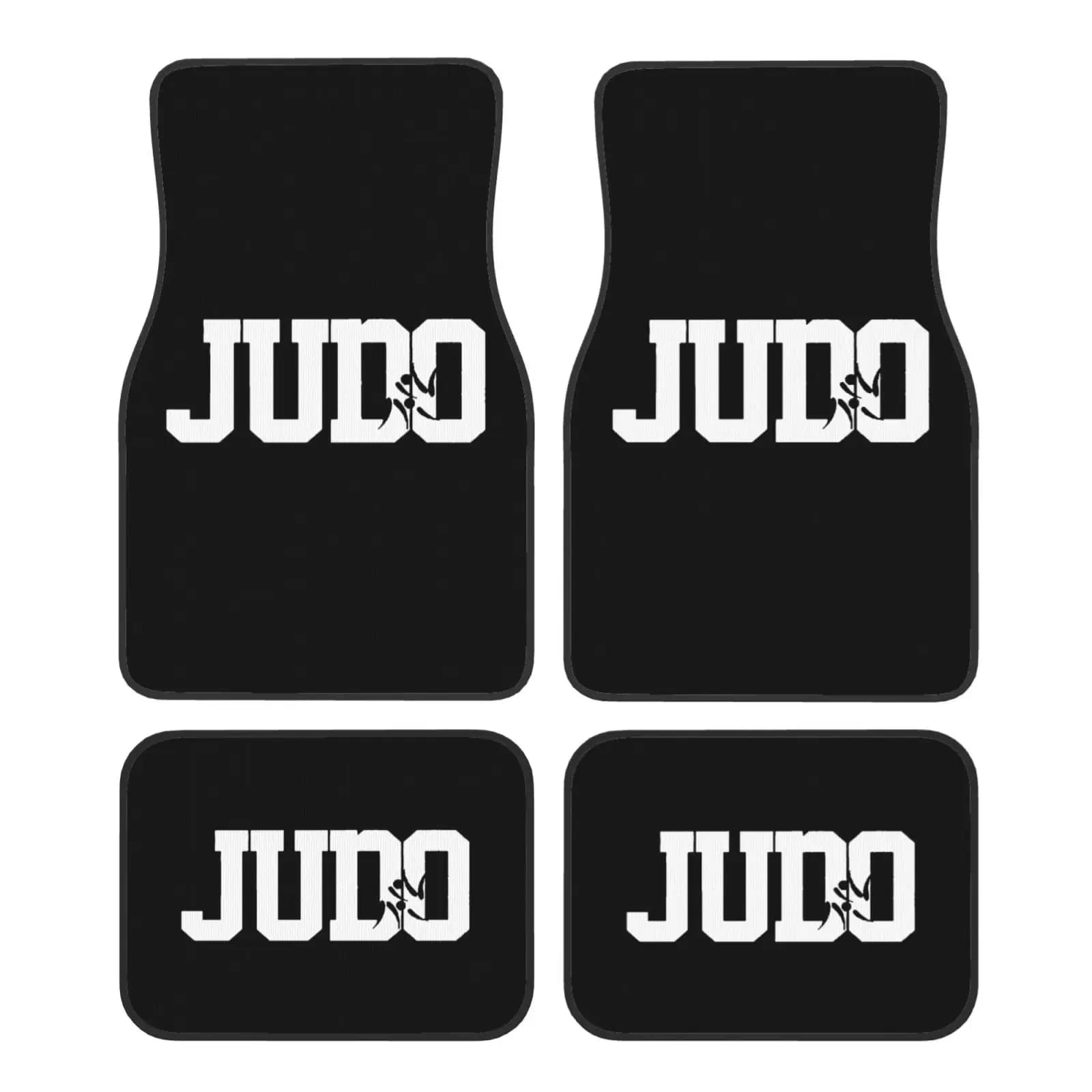 Tappetini per auto con stampa di lettere di Judo da 4 pezzi Tappetini per piedi in gomma anteriori posteriori antiscivolo Tappetini per protezione del pavimento adatti alla maggior parte dei veicoli