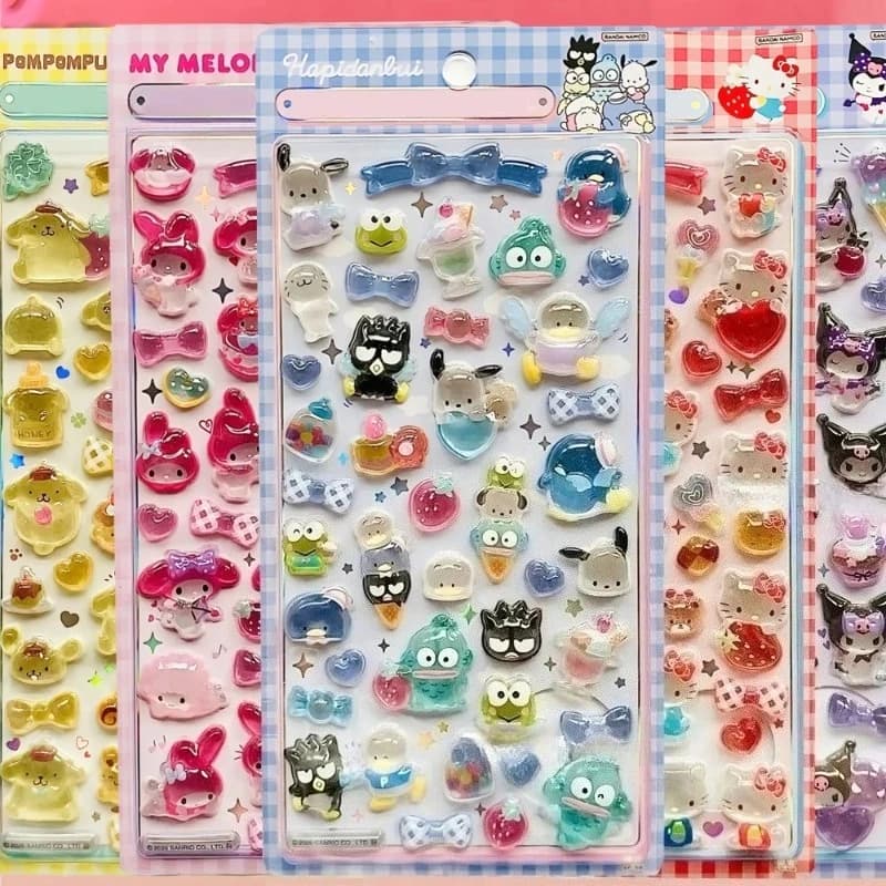 1 Piece 3D Crystal Stickers Stereoscopic Sanrio Series, Sympathians Decalcomani Cartoon My Melody Kuromi, Fai-da-Te Decoration for Laptop and Phone