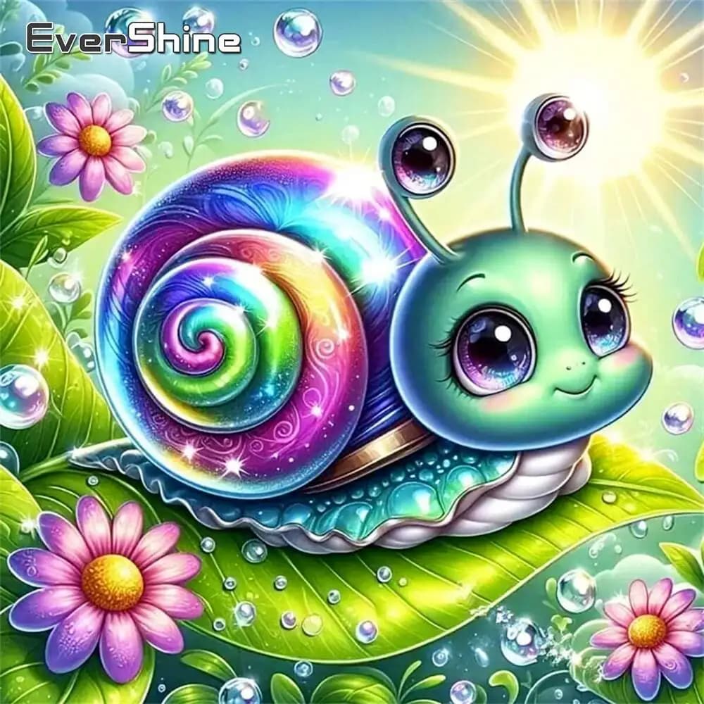 Evershine diamante mosaico lumaca animale kit punto croce fai da te pittura artistica cartone animato adatto per principianti ricamo regalo unico
