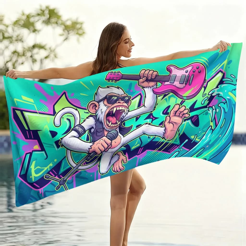 Ape Rock Musician Beach Towel Small To Large Soft Quick-drying Towel Sand Free Beach Suit for Fitness Yoga Gym Camping Swimming