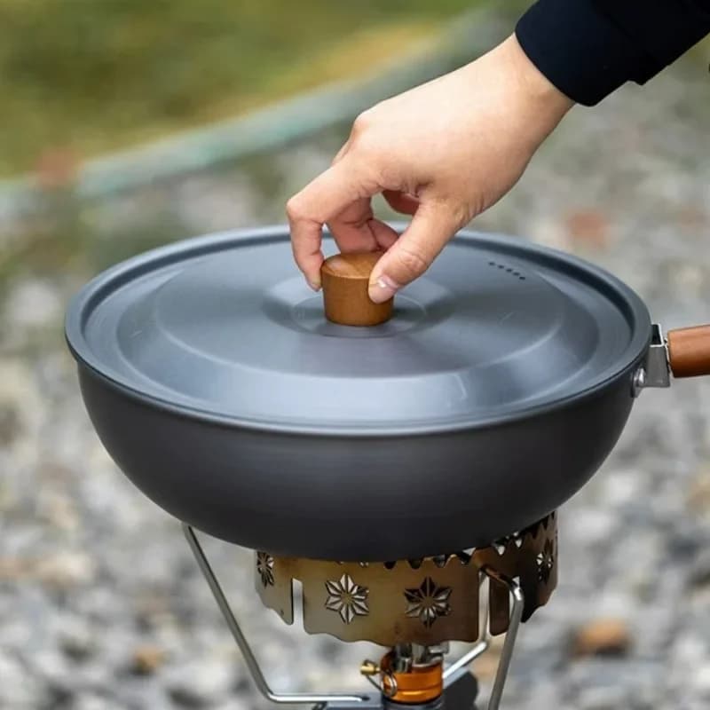 Portable outdoor pan Aluminum alloy non-stick pan with folding handle Camping lightweight Picnic Traveling Pentola Campin