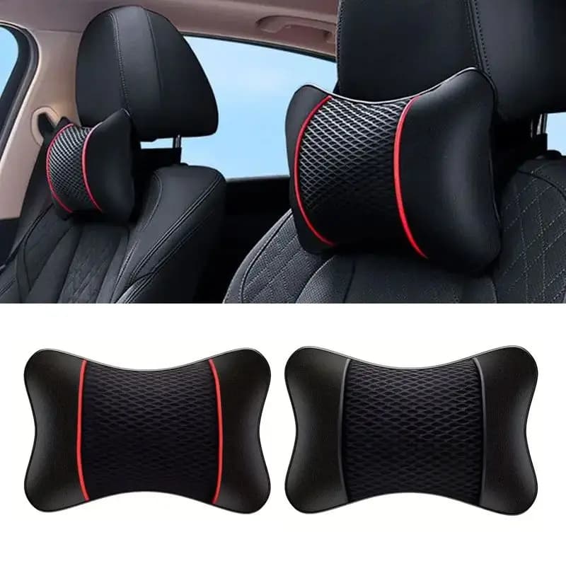 1/2pcs Car Universal Seat Headrest Double Side Pu Leather Neck Head Support Protector Cushion Auto Travel Accessories