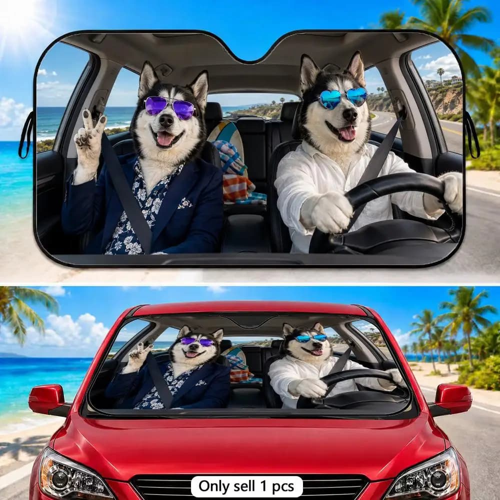 Sunglasses husky pair Sun Visor Car Front Window Front Window Protective Cover and Thickened Auto Sunshade Curtain