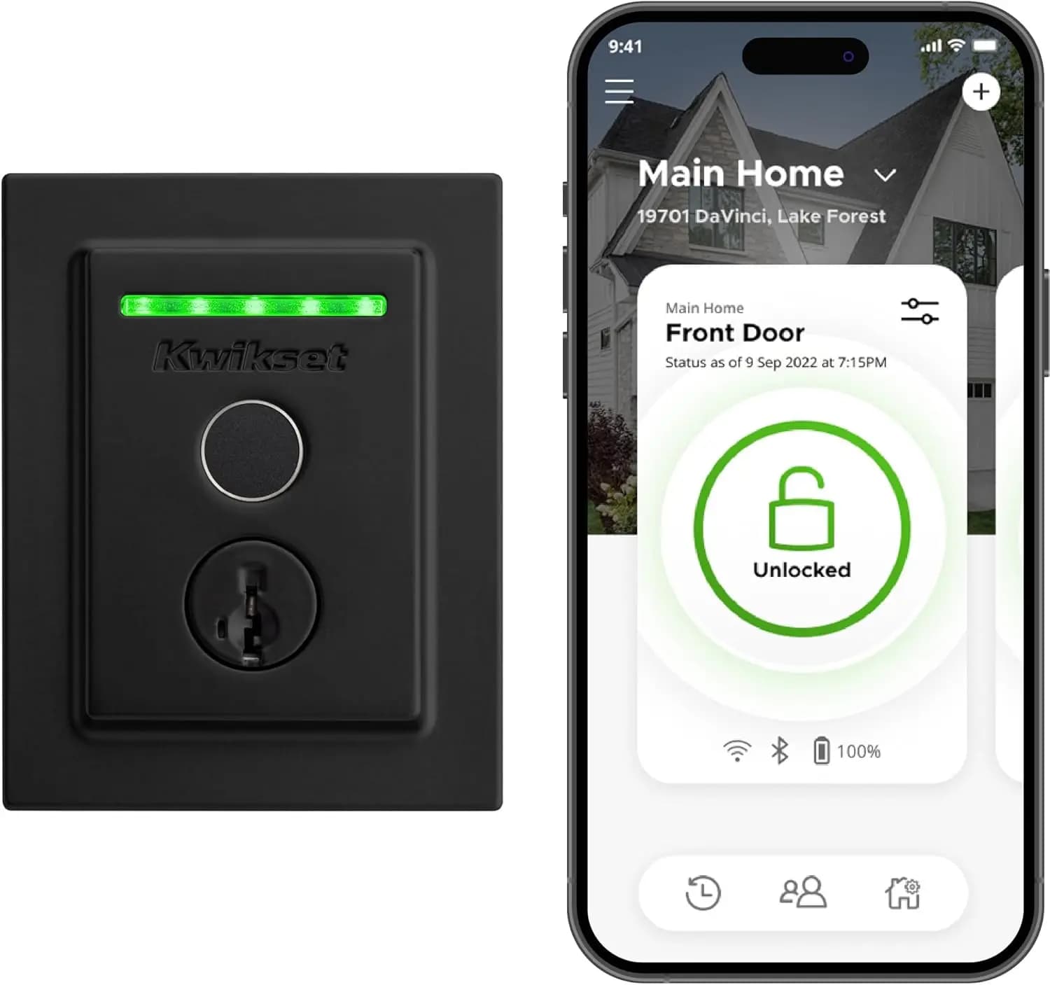Serratura Intelligente Wi-Fi con Impronta Digitale, Ingresso Senza Chiave, Sblocco Automatico Geofence, Facile Installazione Nero Opaco