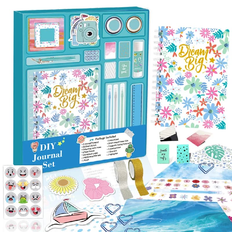 1set DIY Journal Set Blue Stationery Set Scrapbook And Journal Supplies Set Scrapbooking Album Diary Kit for Stationery