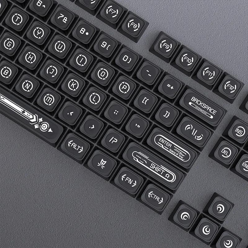 Set completo di keycap originali neri opalini a doppia sublimazione per tastiera meccanica, piccoli, a sublimazione a caldo