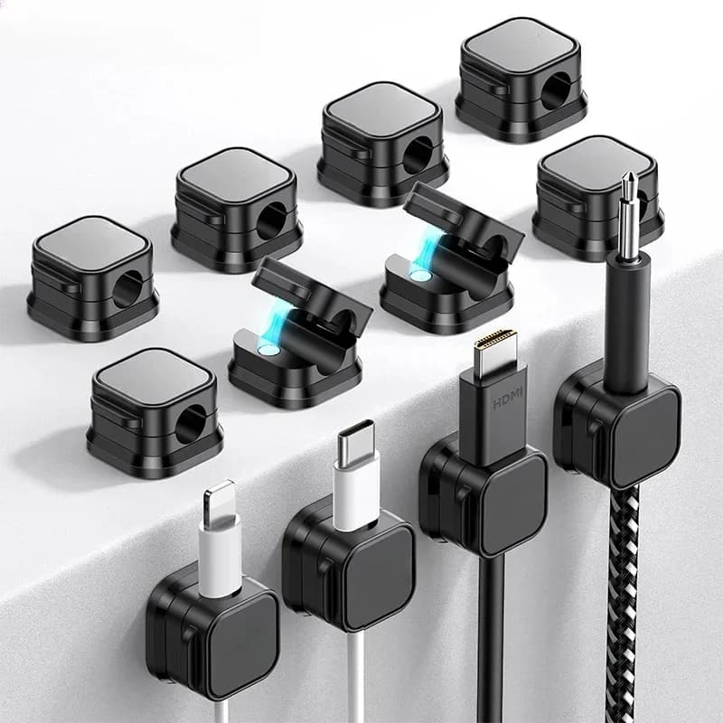 1/3/6PCS Clip per cavi magnetici Supporto per cavi liscio e regolabile sotto la scrivania Gestione dei cavi Organizzatore per cavi