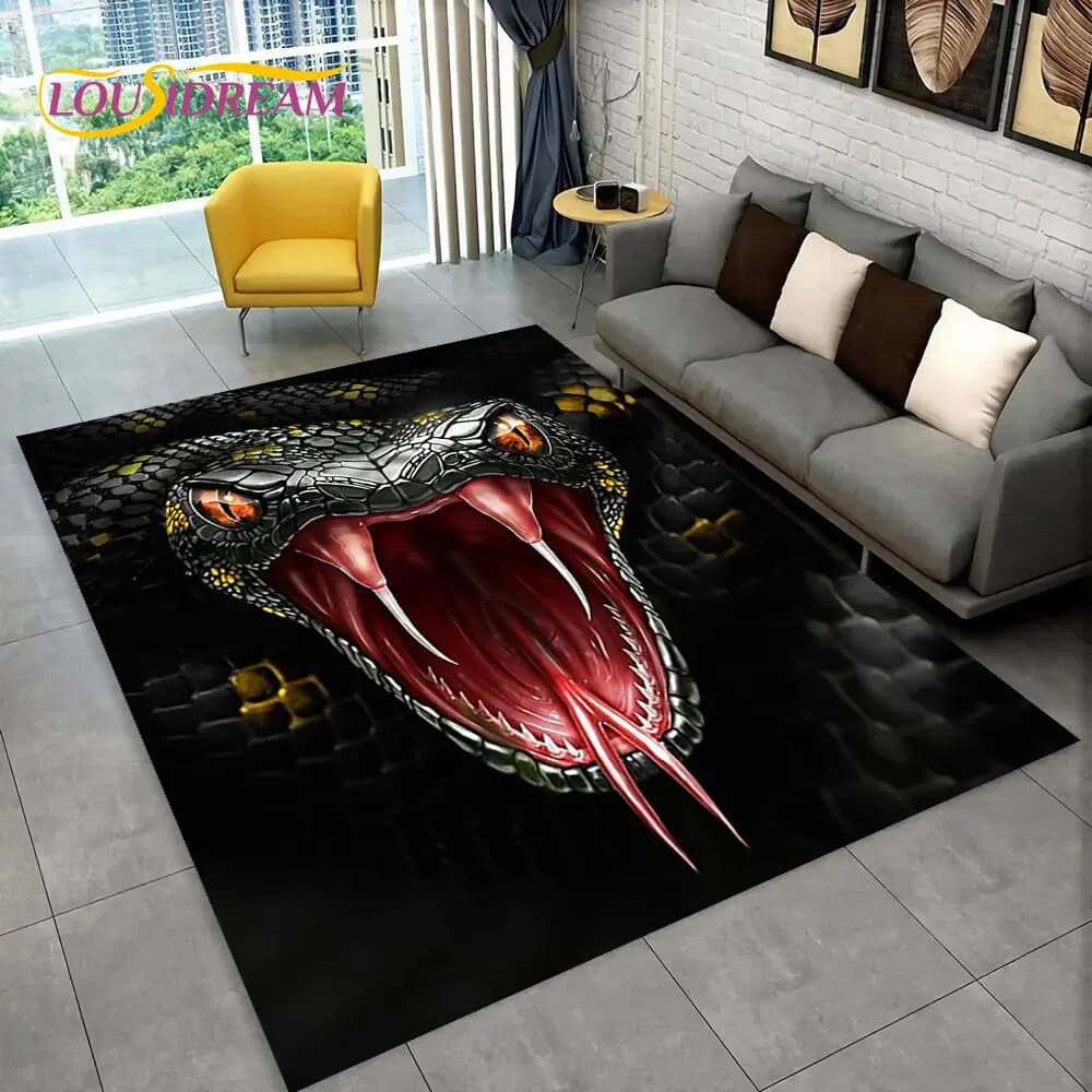 Gothic carpet horrible snake cobra Area, carpet for home living room bedroom zerbino sofa kitchen decoration, non-slip mat
