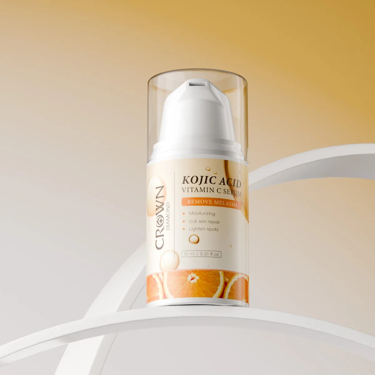 Serum face to kojico acid and vitamin C, illuminating, firming, with hyaluronic acid for skin care, refines pores, not comedogen.