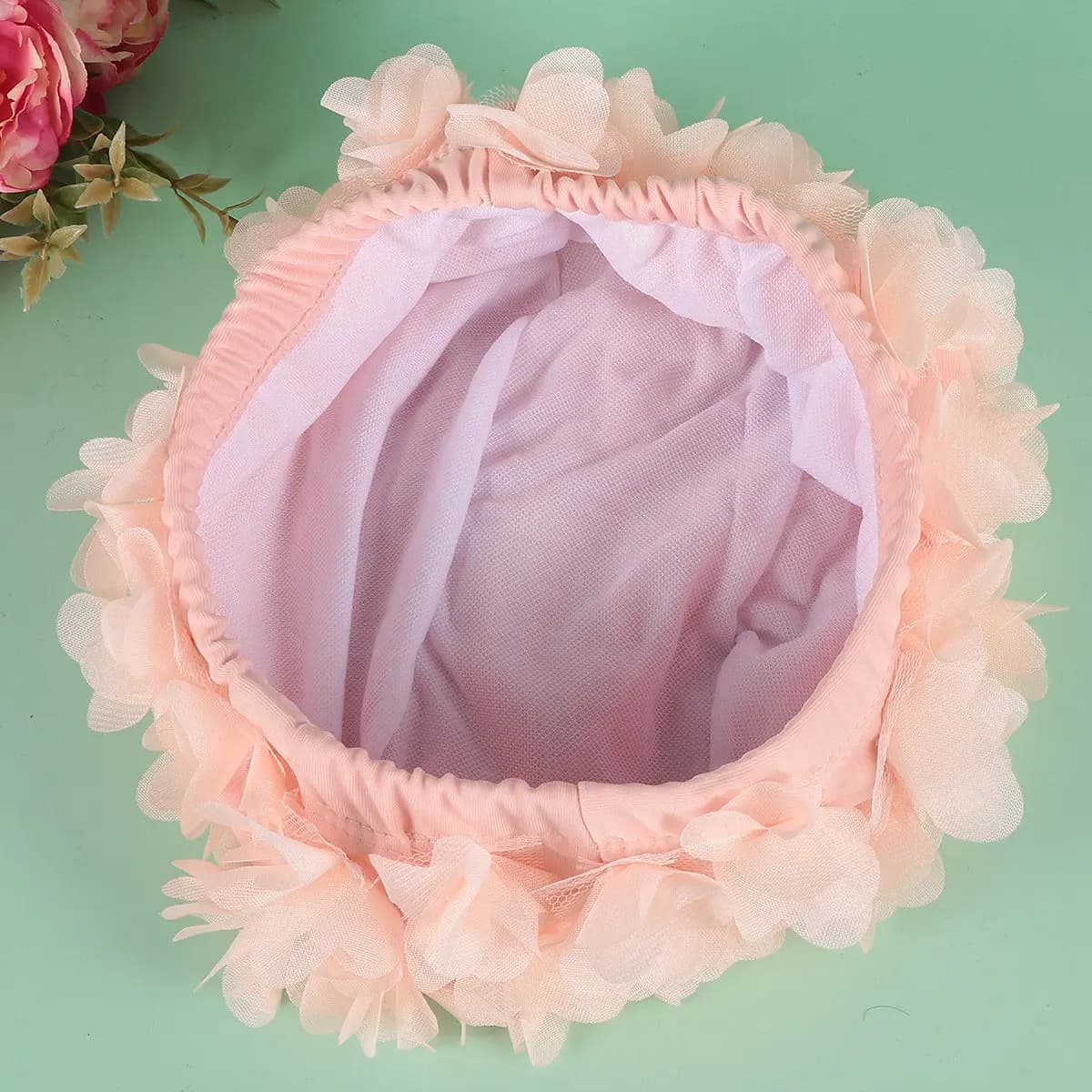 1Pcs Women Swim Cap Flower Pattern Eco Friendly Lightweight 3D Floral Swim Hat Hair Protector for Swimming Beach Pool Summer Use