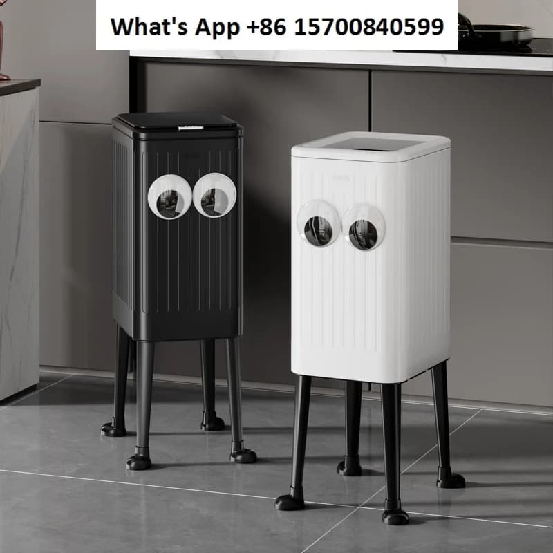 Movable Heightening Kitchen Trash Can with Belt Cover Household Bathroom Living Room Wheel Press No Bending Needed