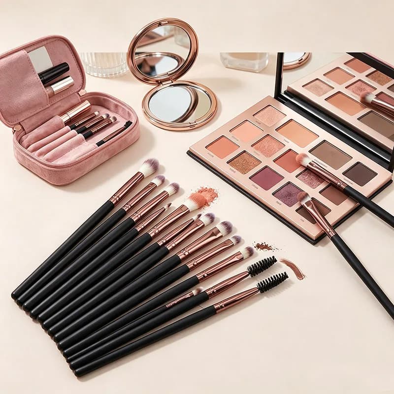 12Pcs Professional Eye Makeup Brushes Set Soft Synthetic Bristles Eyeshadow Blending Concealer Brow Eye Makeup Brushes Kit