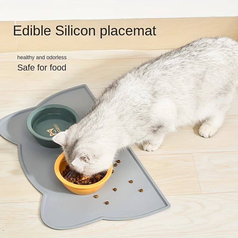 Pet Feeding Mat for Dogs And Cats, Anti-Spill Silicone Edging, Easy Clean Pet Placemat, Thin Silicone Cat Food Mat, Cat Bowl Mat