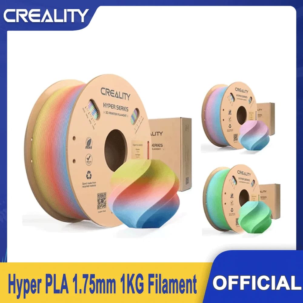 Creality High-Speed Rainbow PLA Filament 1.75mm 1KG Hyper PLA Filaments High Interlayer Strength 3D Printing Material