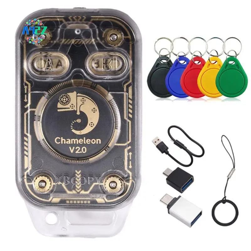 A42Z-Chameleon V2.0 RFID Smart Chip Reader Emulatore NFC Duplicatore 125K 13.56Mhz Decodifica scheda + 5XCUID Portachiavi Chameleon Ultra