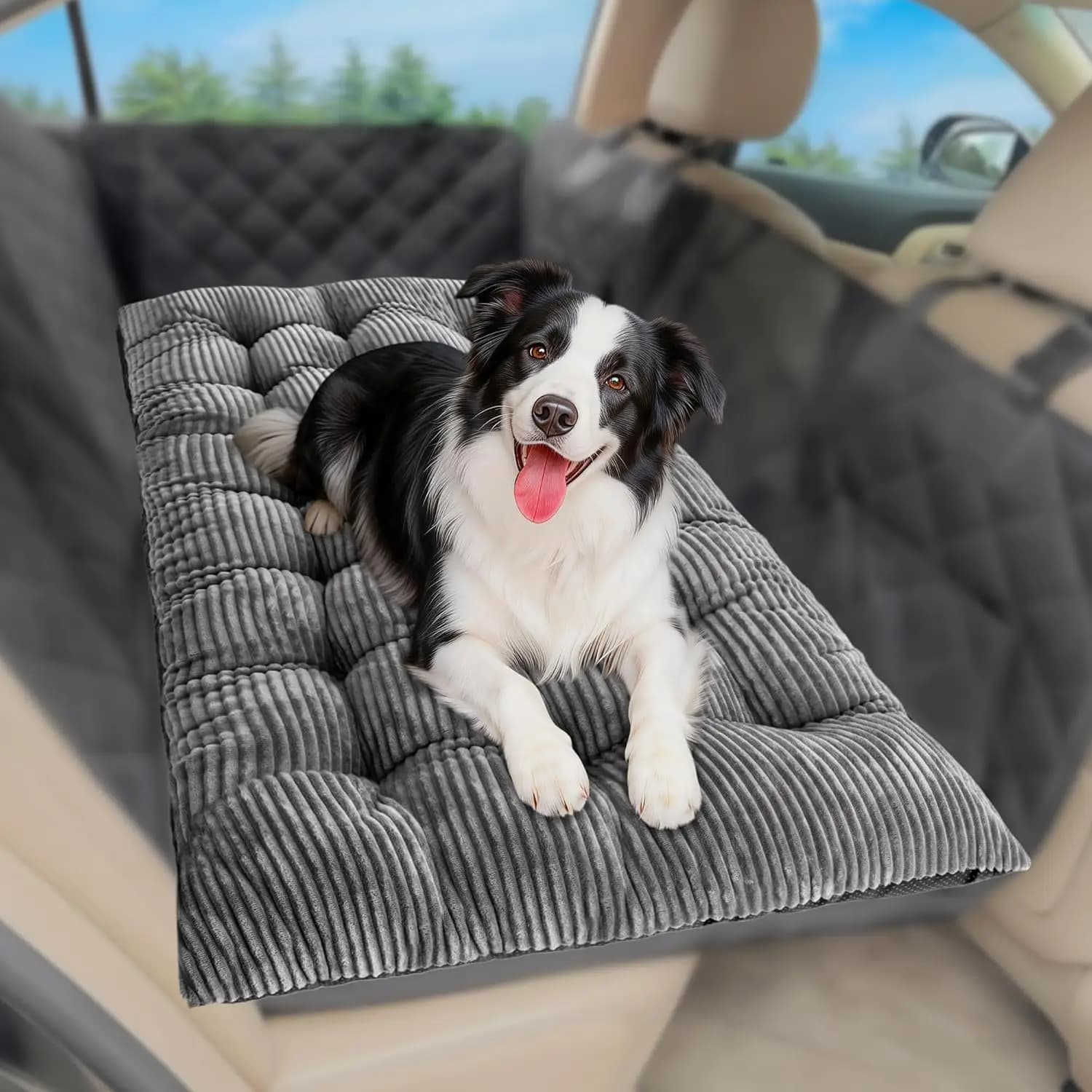 Tappetino per Auto per Cani - Estensore Antiscivolo per Sedile Posteriore, Imbottitura in Cotone 100% Flanella, Facile da Pulire, Letto da Viaggio per Cani Adatto a SUV