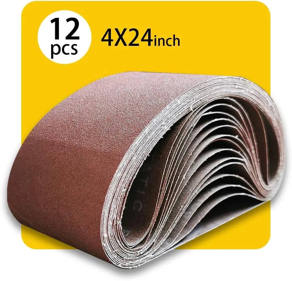 4 nastri abrasivi da 24 pollici, grana 80, carta vetrata premium in ossido di alluminio, confezione da 12