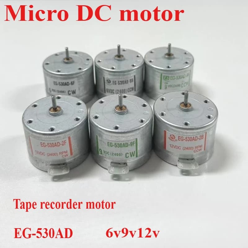 Micro EG-530AD motore CCW DC 9V 2400RPM Mini 530 Capstan Tape Deck Registratore Audio Motore mandrino rotondo