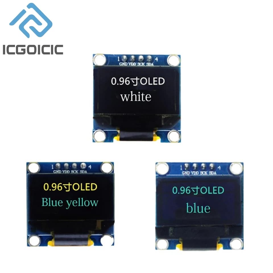 OLED Display Module 0,96 inch 128x64 Pixel I2C SSD1306 Bright OLED Screen Card Compatible with Arduino Raspberry Pi ESP32