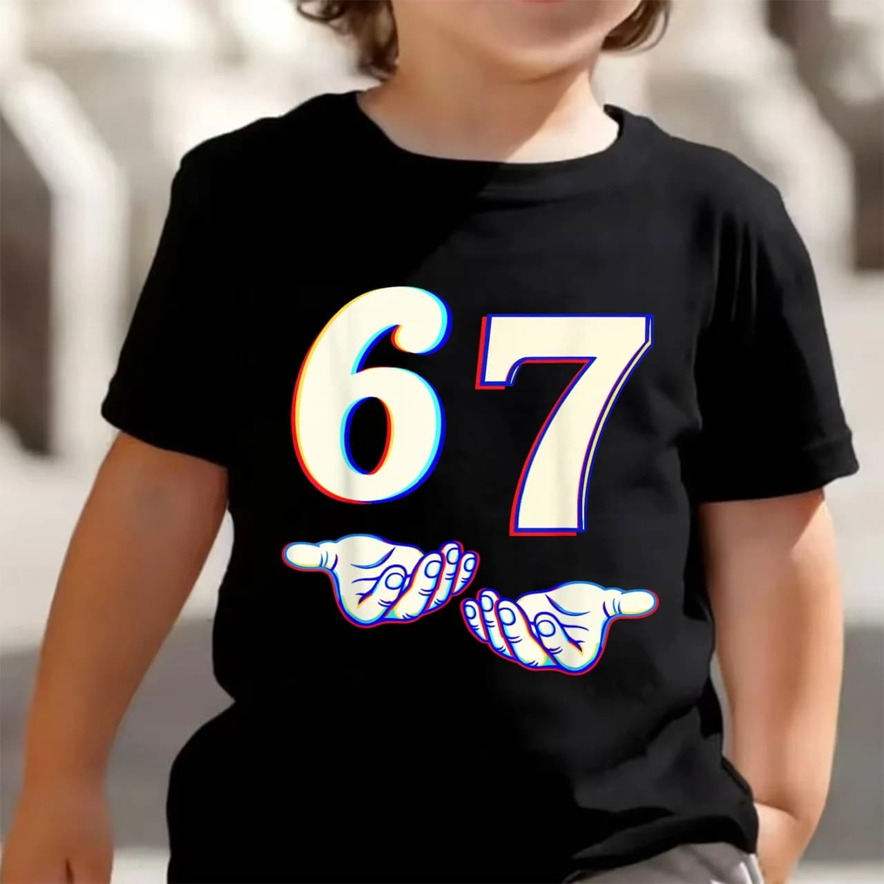 T-shirt meme carina per ragazzi ragazze bambini sei sette divertenti bambini Y2k magliette top 67 maglietta a maniche corte girocollo con stampa Brainrot