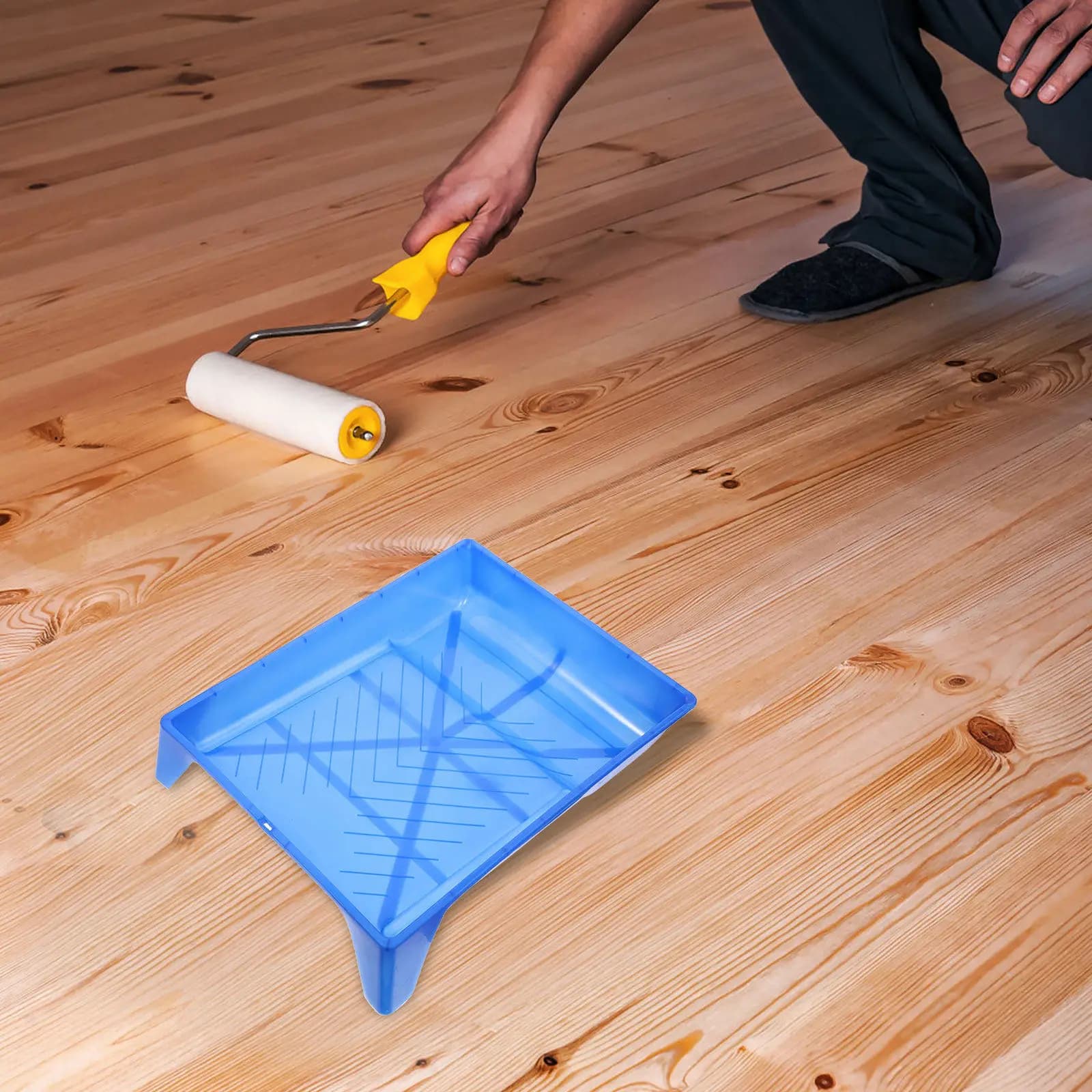 Blue Tool Tray Resistant for Foam Brushes and Rollers, Compact Design for Home Painting Organization, Garage and Studio