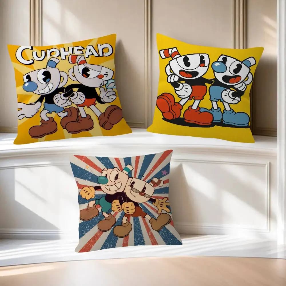 Fodera per cuscino decorativa stampata C-cuphead Hot Video Game per divano