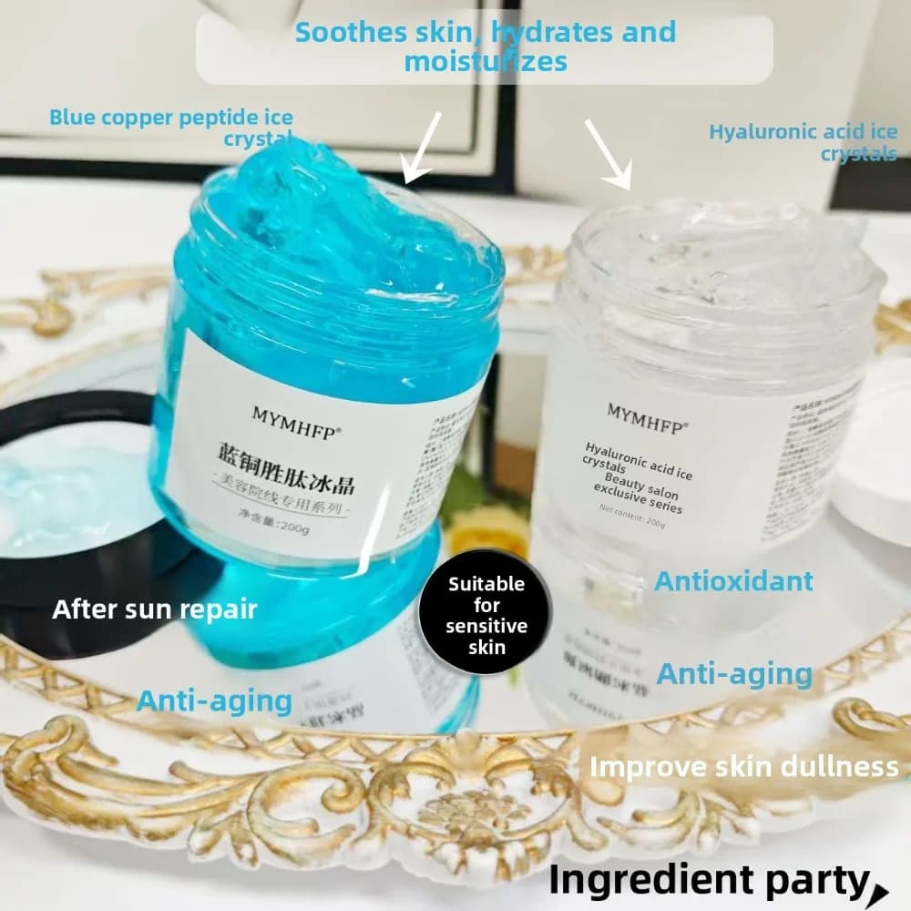 Blue Copper Peptide + Hyaluronic Acid Sleep Hydrating Moisturizing After Sun Repair Anti-aging Ice Crystal Hydrating Mask 200g