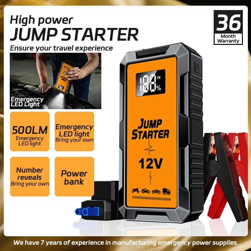 Avviatore di emergenza per auto Batteria per auto portatile 8000mAh Avviatore di emergenza Batteria per banca di potere Caricatore portatile Dispositivo di avviamento Accessorio booster