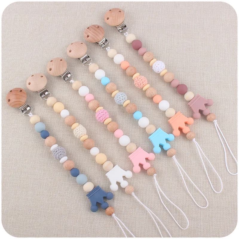 Catena per ciuccio per bambini perline in Silicone Clip per capezzolo per succhietto cinturino per porta ciuccio per neonato giocattolo da masticare massaggiagengive dentizione senza BPA