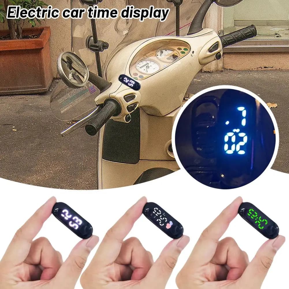 Termometro digitale ricaricabile per fronte Display LCD retroilluminato per cruscotto Orologio per auto Automobili Stick-on interno T4s0
