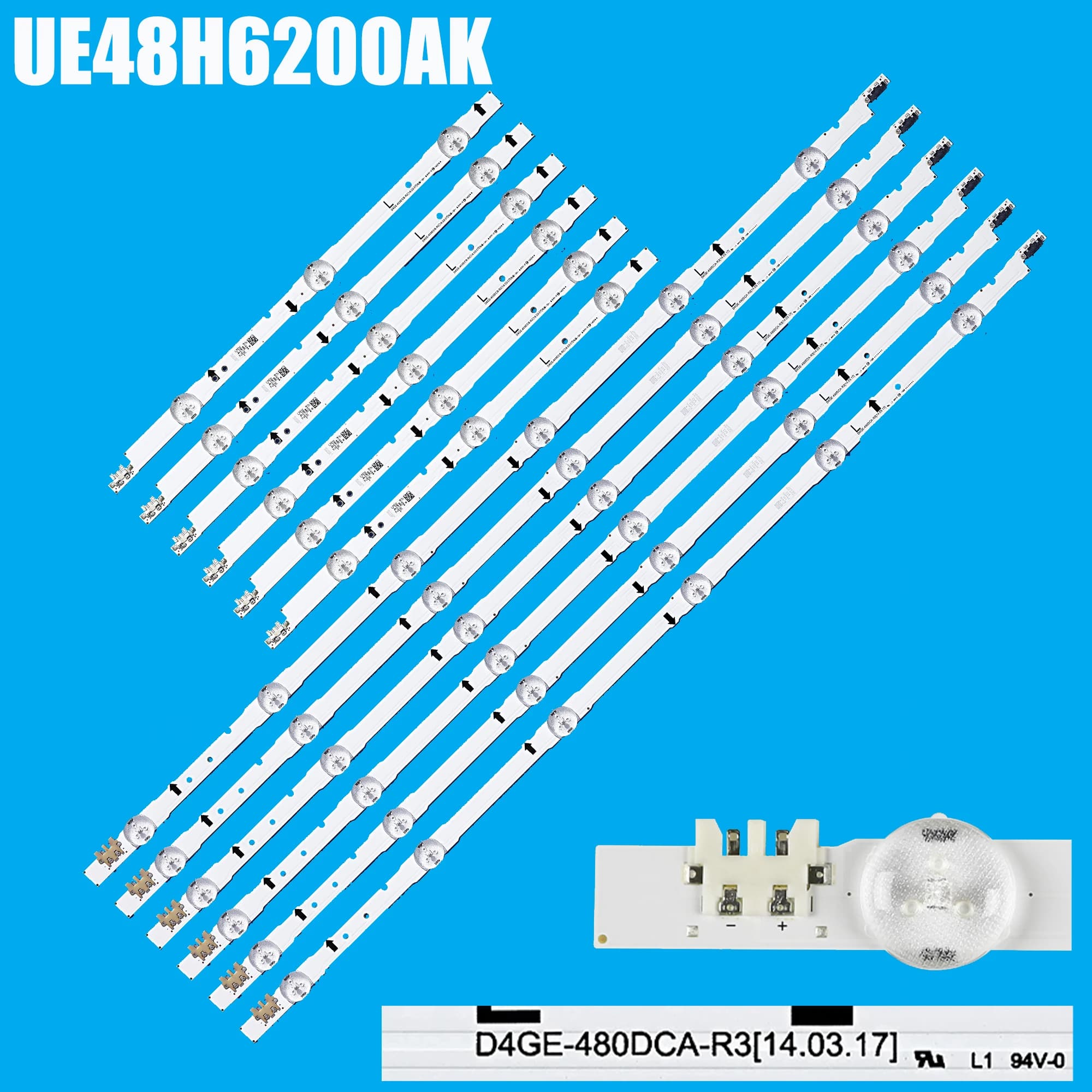 1 kit-12 pezzi striscia LED per UE48H6200AK 2014SVS48F D4GE-480DCA-R2 D4GE-480DCA-R3 UE48H6230AK UE48H5570SS UE48H6200AW UE48H6240AK